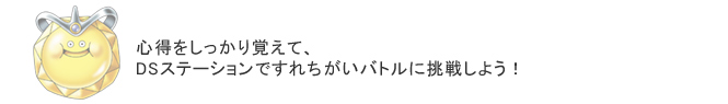 心得をしっかり覚えて、
DSステーションですれちがいバトルに挑戦しよう！